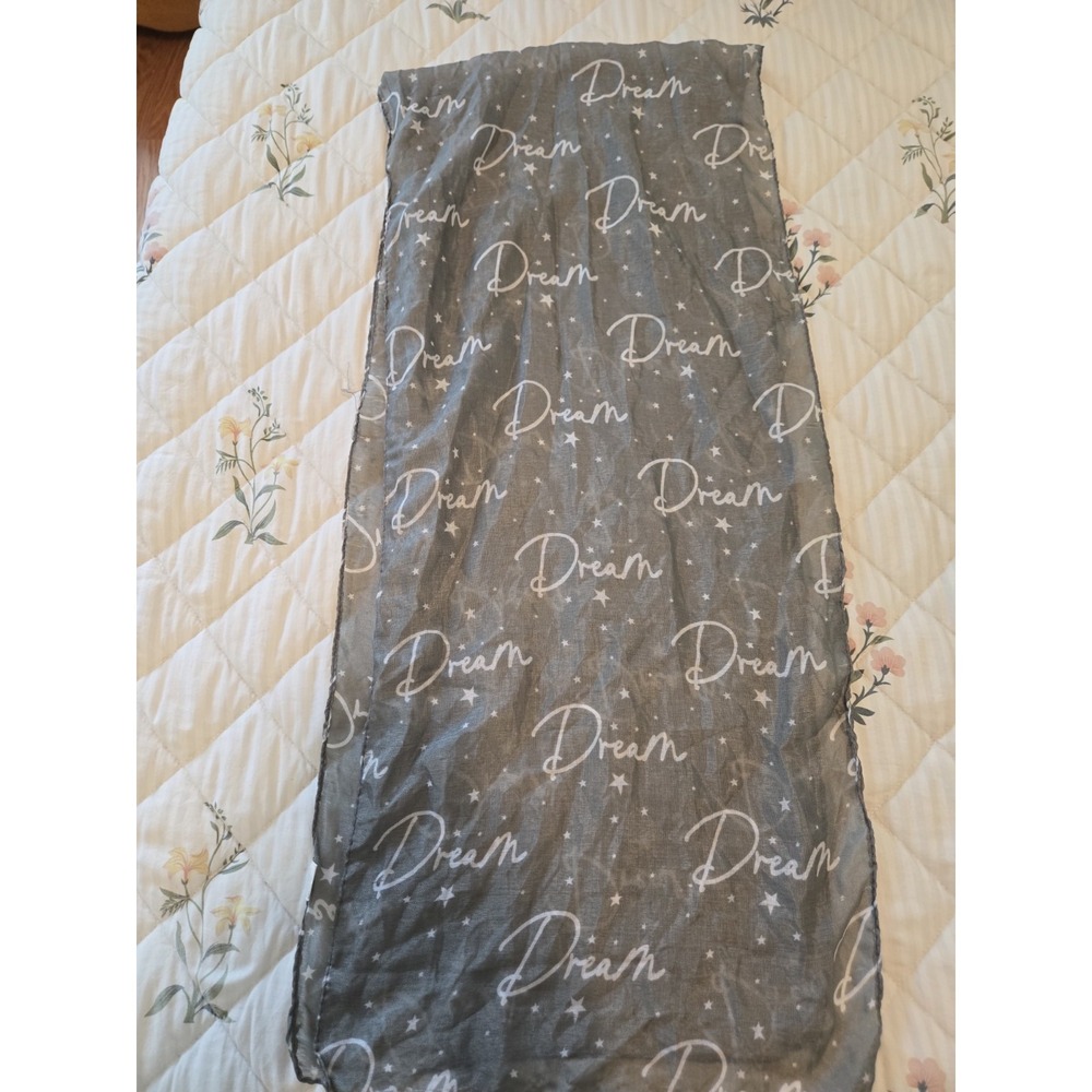 Lot of 4 Womens Gray/Black Scarves Graphic Print "Dream",Mardi Gras,Multicolor. - Picture 2 of 7